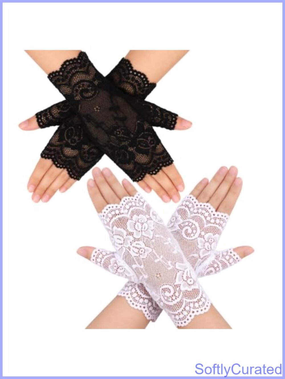 Lace Fingerless Gloves Short Floral Elegant Wedding Party Cosplay